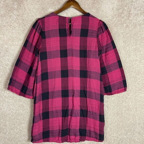 Anthropologie Cloth & Stone Tunic Shift Dress Size Small Red/Black Buffalo Plaid - Picture 10 of 10